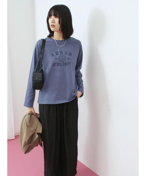 Samansa Mos2 blue（サマンサモスモスブルー）の「アソートプリントロンT（Tシャツ/カットソー・レディース・オフホワイト/ダークオレンジ/ブルー/ベージュ/チャコールグレー・F）」の13枚目の写真