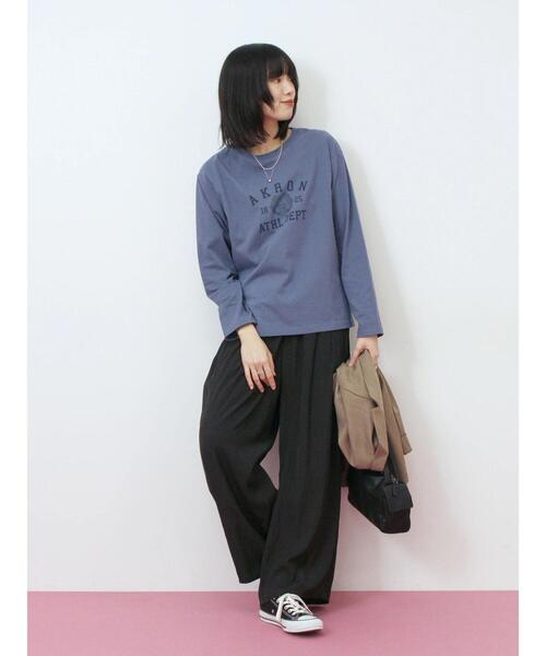 Samansa Mos2 blue（サマンサモスモスブルー）の「アソートプリントロンT（Tシャツ/カットソー・レディース・オフホワイト/ダークオレンジ/ブルー/ベージュ/チャコールグレー・F）」の14枚目の写真