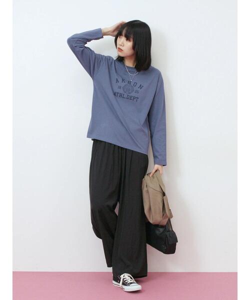 Samansa Mos2 blue（サマンサモスモスブルー）の「アソートプリントロンT（Tシャツ/カットソー・レディース・オフホワイト/ダークオレンジ/ブルー/ベージュ/チャコールグレー・F）」の21枚目の写真