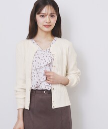 index | クルーネックケーブルカーディガン【洗濯機OK】(カーディガン/ボレロ)