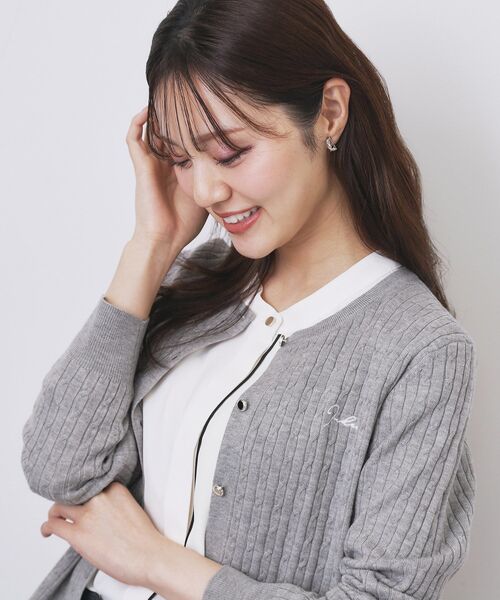 index（インデックス）の「クルーネックケーブルカーディガン【洗濯機OK】（カーディガン/ボレロ・レディース・ネイビー/ピンク系/イエロー系その他/オフホワイト/グレー・34/36/38/40/42）」の18枚目の写真