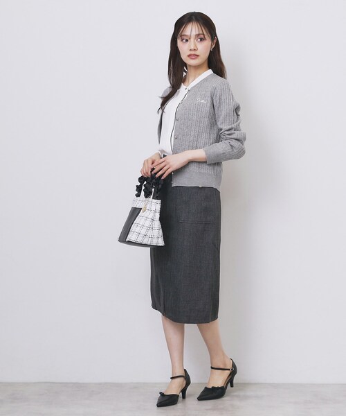 index（インデックス）の「クルーネックケーブルカーディガン【洗濯機OK】（カーディガン/ボレロ・レディース・ネイビー/ピンク系/イエロー系その他/オフホワイト/グレー・34/36/38/40/42）」の20枚目の写真