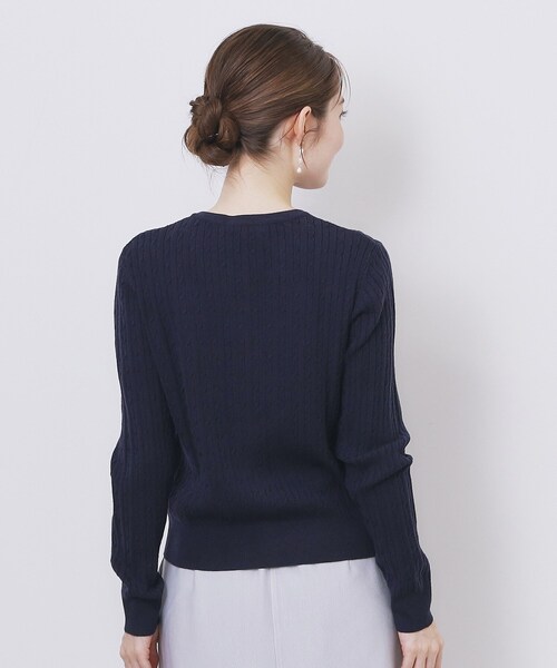 index（インデックス）の「クルーネックケーブルカーディガン【洗濯機OK】（カーディガン/ボレロ・レディース・ネイビー/ピンク系/イエロー系その他/オフホワイト/グレー・34/36/38/40/42）」の6枚目の写真