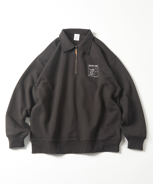 FREAK'S STORE(フリークスストア)の「tombonia/トムボニア tombonia SPORTS LOGO ハーフジップ ポロカラースウェット(スウェット・メンズ・ライトグレー/ネイビー/チャコールグレー・LARGE/MEDIUM/SMALL)」の1枚目の写真