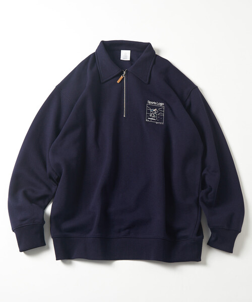 FREAK'S STORE(フリークスストア)の「tombonia/トムボニア tombonia SPORTS LOGO ハーフジップ ポロカラースウェット(スウェット・メンズ・ライトグレー/ネイビー/チャコールグレー・LARGE/MEDIUM/SMALL)」の10枚目の写真