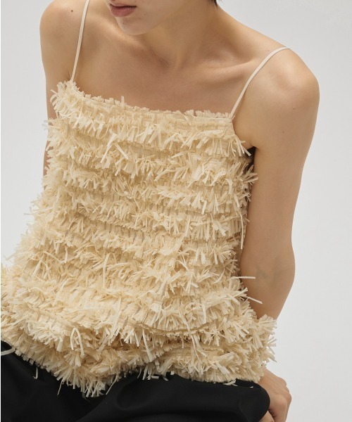 TODAYFUL(トゥデイフル)の「Tapeyarn Jacquard Camisole(キャミソール・レディース・サックスブルー/アイボリー/ブラック・FREE)」の2枚目の写真