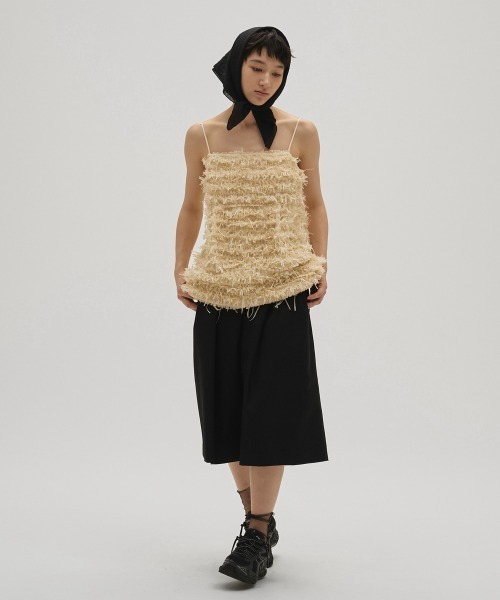 TODAYFUL(トゥデイフル)の「Tapeyarn Jacquard Camisole(キャミソール・レディース・サックスブルー/アイボリー/ブラック・FREE)」の4枚目の写真