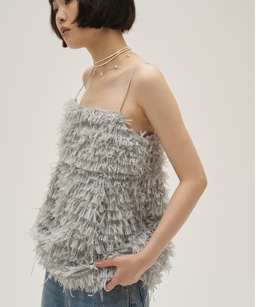 TODAYFUL(トゥデイフル)の「Tapeyarn Jacquard Camisole(キャミソール・レディース・サックスブルー/アイボリー/ブラック・FREE)」の5枚目の写真