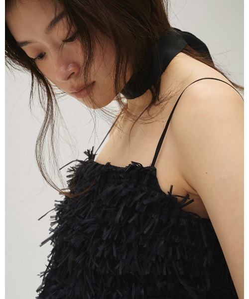 TODAYFUL(トゥデイフル)の「Tapeyarn Jacquard Camisole(キャミソール・レディース・サックスブルー/アイボリー/ブラック・FREE)」の11枚目の写真
