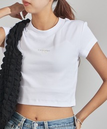 Calvin Klein(�J���o���E�N���C��)��Calvin Klein/�J���o���N���C�� A-MONOGRAM BABY TEE �N���b�v�h�� �x�C�r�[T�V���c(T�V���c/�J�b�g�\�[)