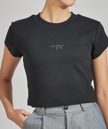 Calvin Klein(�J���o���E�N���C��)��Calvin Klein/�J���o���N���C�� A-MONOGRAM BABY TEE �N���b�v�h�� �x�C�r�[T�V���c(T�V���c/�J�b�g�\�[)