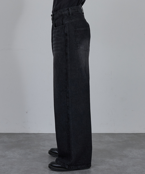 AH ABAHOUSE(エーエイチアバハウス)の「BLAST WIDE BAGGY DENIM PANTS / ブラスト ワイドバギー デニムパンツ(デニムパンツ・メンズ・ブラック/サックスブルー/ブルー・44/46/48/42)」の5枚目の写真