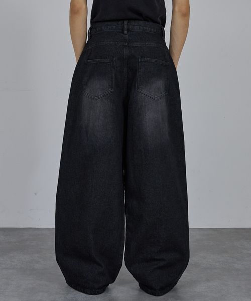 AH ABAHOUSE(エーエイチアバハウス)の「BLAST WIDE BAGGY DENIM PANTS / ブラスト ワイドバギー デニムパンツ(デニムパンツ・メンズ・ブラック/サックスブルー/ブルー・44/46/48/42)」の6枚目の写真