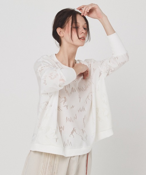 bedsidedrama(ベットサイドドラマ)の「Dancing Lace Pullover(Tシャツ/カットソー・レディース・ホワイト/ブラック・1/2)」の1枚目の写真