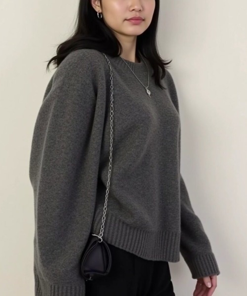 cammie(キャミー)の「ワイドスリーブニットトップス(ニット/セーター・レディース・グレー/ブルー/ベージュ/ダークグレー・F)」の11枚目の写真