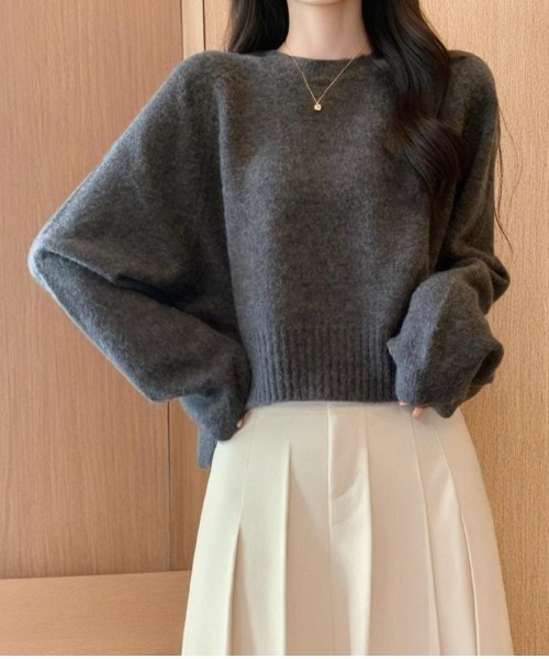 cammie(キャミー)の「ワイドスリーブニットトップス(ニット/セーター・レディース・グレー/ブルー/ベージュ/ダークグレー・F)」の13枚目の写真