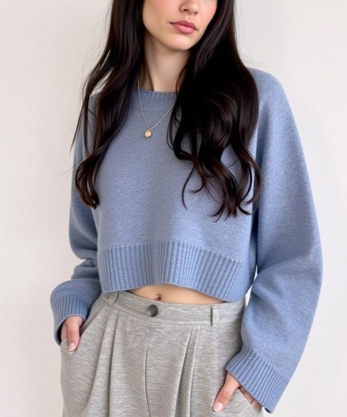cammie(キャミー)の「ワイドスリーブニットトップス(ニット/セーター・レディース・グレー/ブルー/ベージュ/ダークグレー・F)」の19枚目の写真