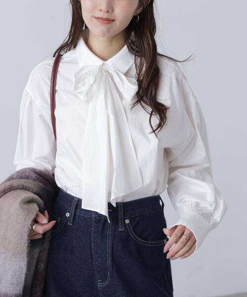 FREE'S MART（フリーズマート）の「◆ボウタイ付きブラウス（シャツ/ブラウス・レディース・ブルー/ホワイト/ホワイト系その他・FREE）」の13枚目の写真