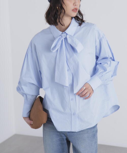 FREE'S MART（フリーズマート）の「◆ボウタイ付きブラウス（シャツ/ブラウス・レディース・ブルー/ホワイト/ホワイト系その他・FREE）」の4枚目の写真