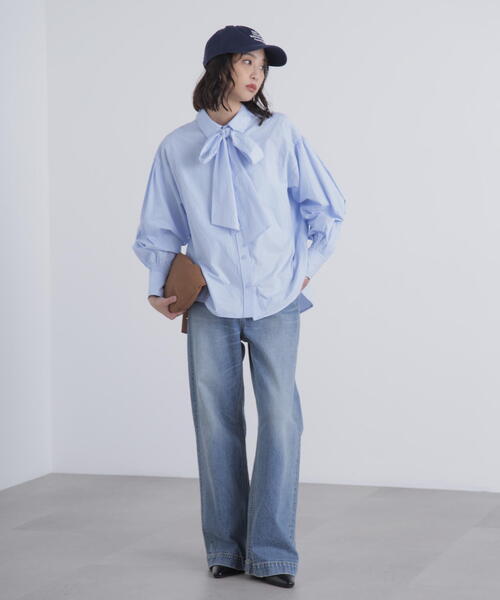 FREE'S MART（フリーズマート）の「◆ボウタイ付きブラウス（シャツ/ブラウス・レディース・ブルー/ホワイト/ホワイト系その他・FREE）」の5枚目の写真