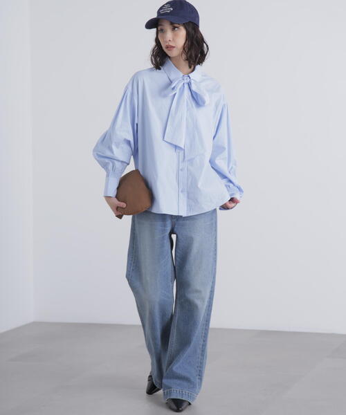 FREE'S MART（フリーズマート）の「◆ボウタイ付きブラウス（シャツ/ブラウス・レディース・ブルー/ホワイト/ホワイト系その他・FREE）」の6枚目の写真