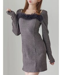 EATME | ベルテッドフェイクファーリブワンピース(ワンピース)