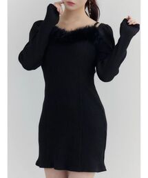 EATME | ベルテッドフェイクファーリブワンピース(ワンピース)