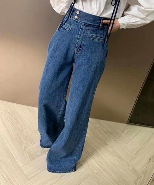 LAFFMO（ラフモ）の「ハイウエストワイドフレアデニムパンツ（デニムパンツ・レディース・ブラック/ブルー・S/M/L）」の18枚目の写真