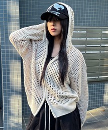 A'gem（エージェム）の「A'GEM/9 × .kom 『A'gem/エージェム』メッシュジップパーカー（パーカー）」