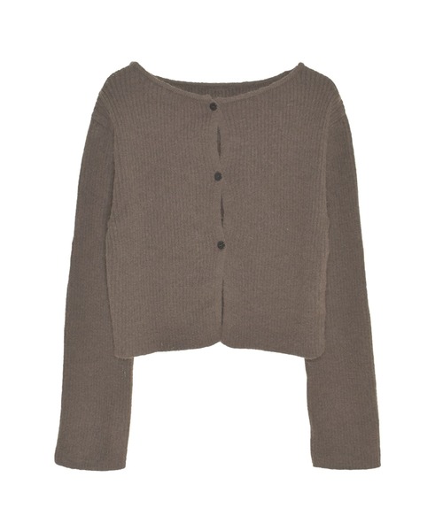 Reurie'（レウリィ）の「フロントカットアウトニットカーディガン/ 長袖 クルーネック クリスマス 赤ニット 肌見せ シンプル カジュアル モード フェミニン プルオーバー（ニット/セーター・レディース・ブラック/レッド/ブラウン・FREE）」の10枚目の写真