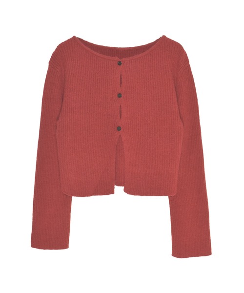 Reurie'（レウリィ）の「フロントカットアウトニットカーディガン/ 長袖 クルーネック クリスマス 赤ニット 肌見せ シンプル カジュアル モード フェミニン プルオーバー（ニット/セーター・レディース・ブラック/レッド/ブラウン・FREE）」の11枚目の写真