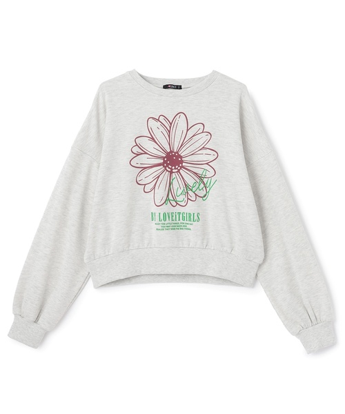 by LOVEiT(バイラビット)の「フラワーフロッキープルオーバー(スウェット・キッズ・チャコール/グリーン/ホワイト系その他・120cm/140cm/160cm/150cm/130cm)」の2枚目の写真