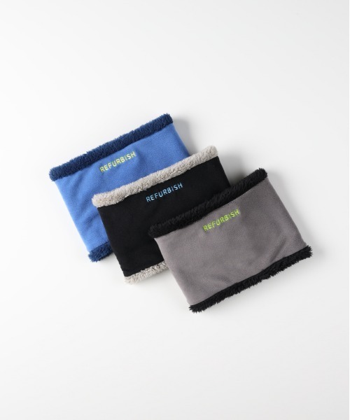 Right-on(ライトオン)の「【Refurbish】ロゴ刺繍 ネックウォーマー (防寒 / ボア / 軽量デザイン)(ネックウォーマー/スヌード・キッズ・ブラック/ブルー/グレー・フリー)」の1枚目の写真