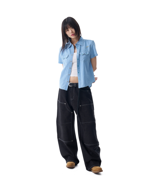 AAKAM（アーカム）の「Denim Western Shirts (Washed Blue)（シャツ/ブラウス・レディース・その他・1/2）」の4枚目の写真