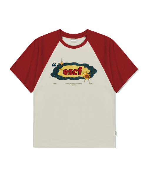 ESCAPEFROM（エスケープフロム）の「ミニヴィンテージクラウドプリントラグラン配色半袖レッド（Tシャツ/カットソー・レディース・その他・MEDIUM/LARGE）」の2枚目の写真