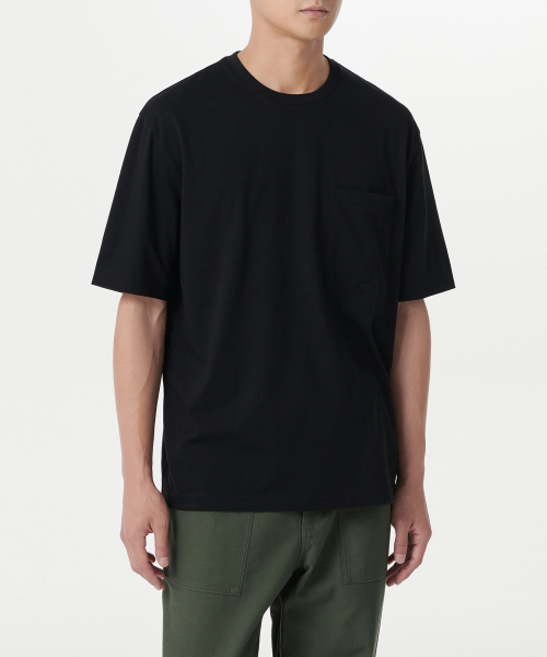 MUSINSA STANDARD（ムシンサスタンダード）の「[クールタンダード] リラックスフィットクルーネックポケットTシャツ [ブラック]（Tシャツ/カットソー・メンズ・その他・XX-LARGE/XXX-LARGE/SMALL/MEDIUM/LARGE/X-LARGE）」の2枚目の写真