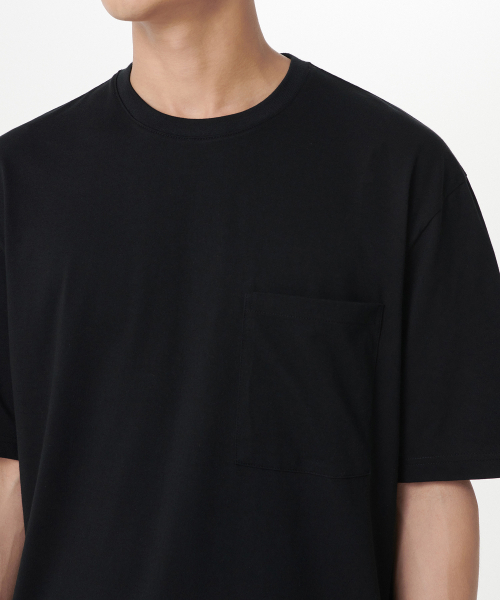 MUSINSA STANDARD（ムシンサスタンダード）の「[クールタンダード] リラックスフィットクルーネックポケットTシャツ [ブラック]（Tシャツ/カットソー・メンズ・その他・XX-LARGE/XXX-LARGE/SMALL/MEDIUM/LARGE/X-LARGE）」の4枚目の写真