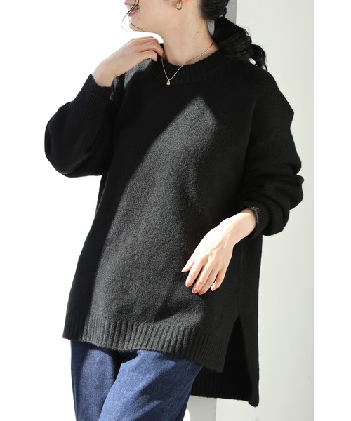 cawaii(カワイイ)の「触ればやみつき ふわもちスリットニット(ニット/セーター・レディース・ブラウン/ブラック/ライトブルー・FREE)」の5枚目の写真