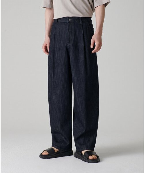 MUSINSA STANDARD（ムシンサスタンダード）の「リネンライクセミバルーンデニムパンツ[ディープインディゴ]（デニムパンツ・メンズ・その他・40/38/42/36/34/32/30/31/33/26/27/28/29）」の4枚目の写真