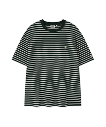 キキワッペンストライプ半袖Tシャツグリーン