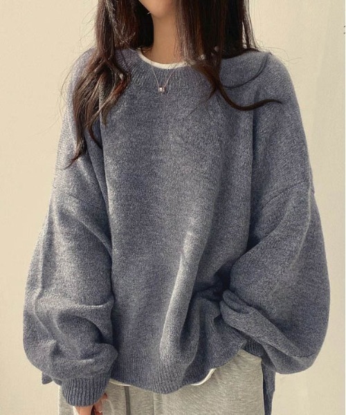 AMELY(エミリー)の「ふんわりルーズニットプルオーバー(ニット/セーター・レディース・ブラック/モカ/グレー/カーキブラウン・フリー)」の2枚目の写真