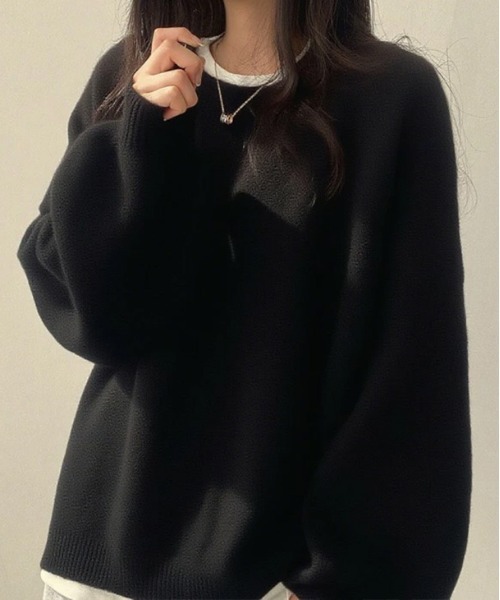 AMELY(エミリー)の「ふんわりルーズニットプルオーバー(ニット/セーター・レディース・ブラック/モカ/グレー/カーキブラウン・フリー)」の21枚目の写真