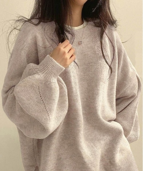 AMELY(エミリー)の「ふんわりルーズニットプルオーバー(ニット/セーター・レディース・ブラック/モカ/グレー/カーキブラウン・フリー)」の20枚目の写真