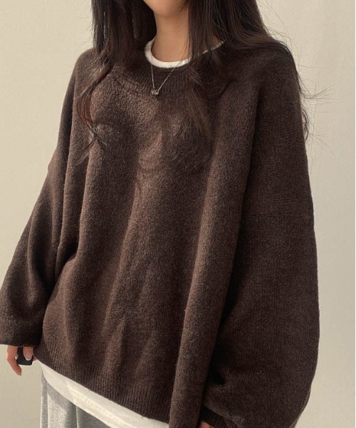 AMELY(エミリー)の「ふんわりルーズニットプルオーバー(ニット/セーター・レディース・ブラック/モカ/グレー/カーキブラウン・フリー)」の18枚目の写真