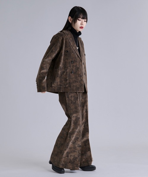 Ellno Loset(エルノロゼット)の「ベルベットフラワーフレアパンツ/SETUP対応(スラックス・メンズ・ブラック系/グレー系/ブラウン系・LARGE/MEDIUM/SMALL/X-SMALL)」の21枚目の写真