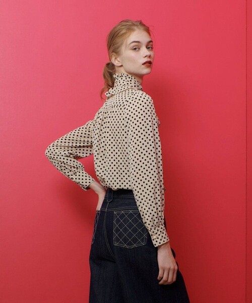 ◇【LOULOU WILLOUGHBY】デシンドットフリルボウタイブラウス（その他