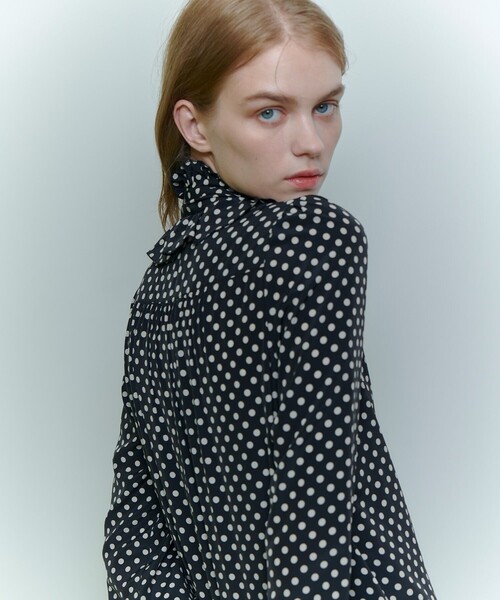 LOULOU WILLOUGHBY】デシンドットフリルボウタイブラウス（シャツ