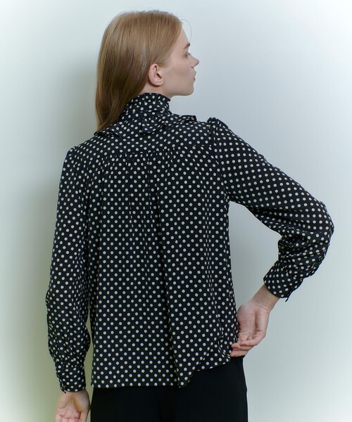 LOULOU WILLOUGHBY】デシンドットフリルボウタイブラウス（シャツ