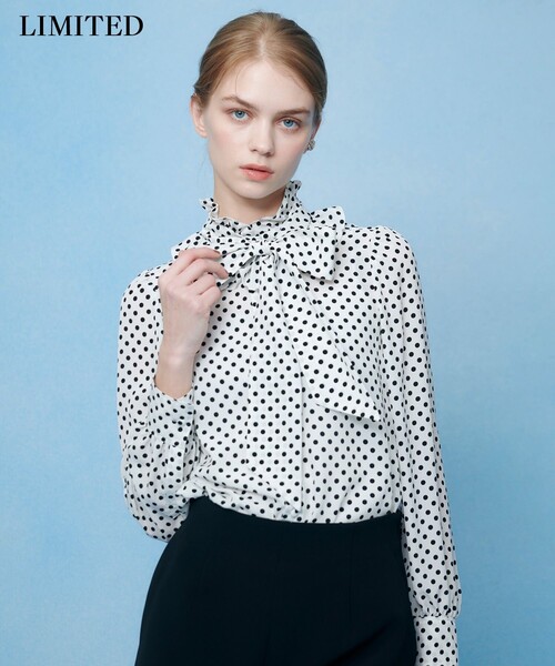 LOULOU WILLOUGHBY（ルルウィルビー）の「【LOULOU WILLOUGHBY】デシンドットフリルボウタイブラウス（シャツ/ブラウス・レディース・ライトベージュ/ブラック/オフホワイト・2）」の20枚目の写真