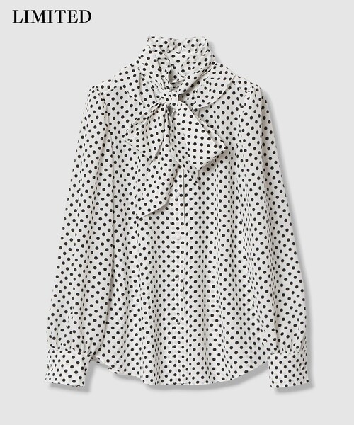 LOULOU WILLOUGHBY（ルルウィルビー）の「【LOULOU WILLOUGHBY】デシンドットフリルボウタイブラウス（シャツ/ブラウス・レディース・ライトベージュ/ブラック/オフホワイト・2）」の13枚目の写真